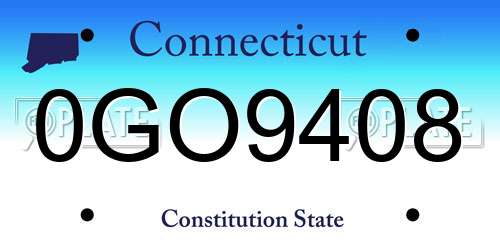 0GO9408 Connecticut License Plate
