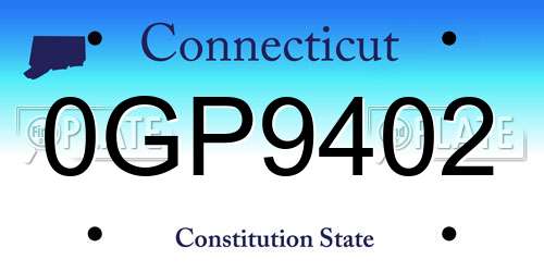 0GP9402 Connecticut License Plate