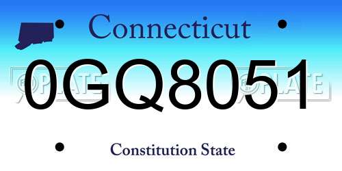 0GQ8051 Connecticut License Plate