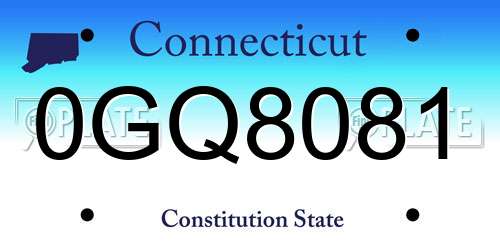0GQ8081 Connecticut License Plate