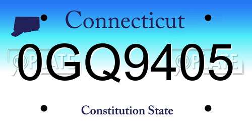 0GQ9405 Connecticut License Plate