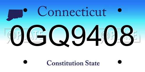 0GQ9408 Connecticut License Plate
