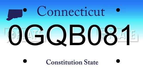 0GQB081 Connecticut License Plate