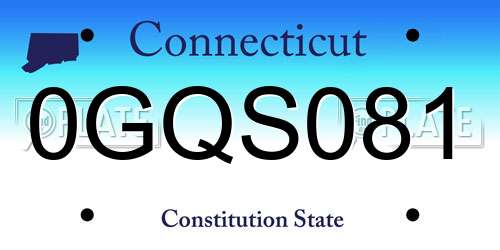 0GQS081 Connecticut License Plate