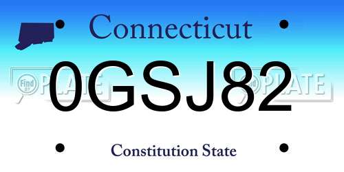 0GSJ82 Connecticut License Plate