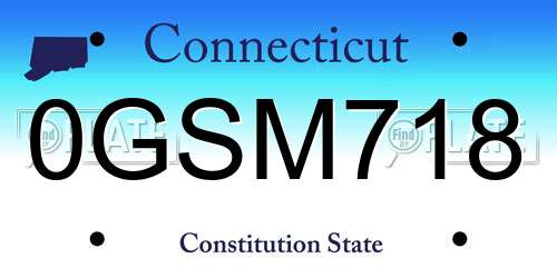 0GSM718 Connecticut License Plate