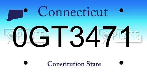 0GT3471 Connecticut License Plate