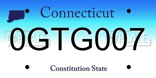 0GTG007 Connecticut License Plate