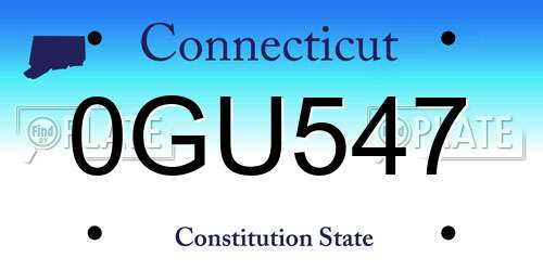 0GU547 Connecticut License Plate
