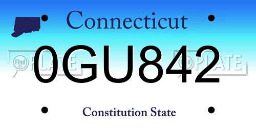 0GU842 Connecticut License Plate