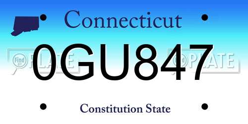 0GU847 Connecticut License Plate