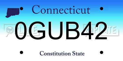 0GUB42 Connecticut License Plate
