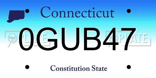 0GUB47 Connecticut License Plate