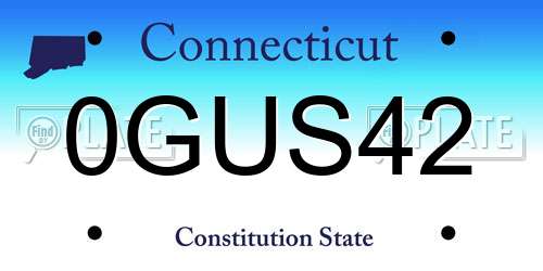 0GUS42 Connecticut License Plate