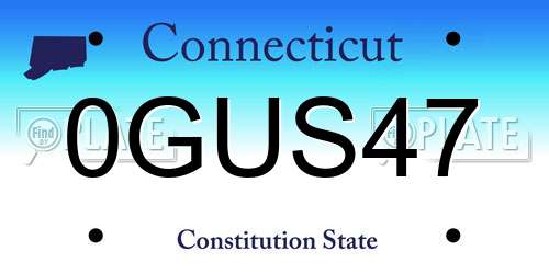 0GUS47 Connecticut License Plate