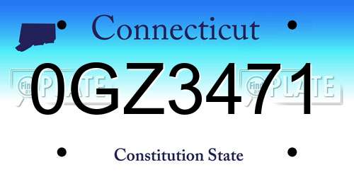 0GZ3471 Connecticut License Plate