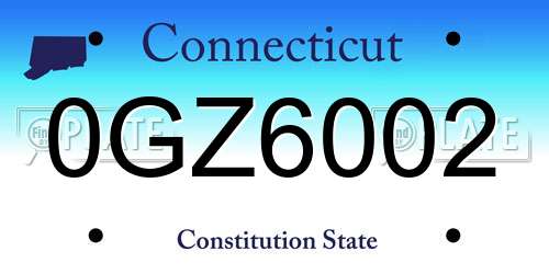 0GZ6002 Connecticut License Plate