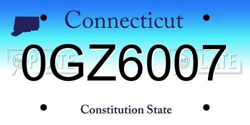0GZ6007 Connecticut License Plate