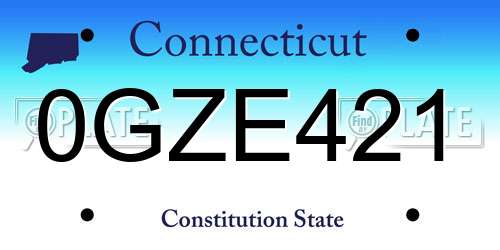 0GZE421 Connecticut License Plate