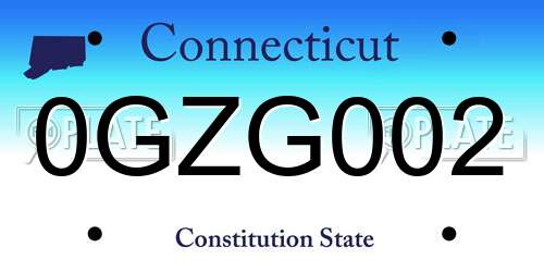 0GZG002 Connecticut License Plate