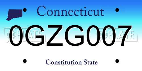 0GZG007 Connecticut License Plate