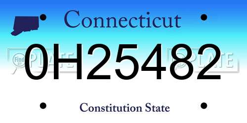 0H25482 Connecticut License Plate
