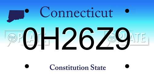 0H26Z9 Connecticut License Plate