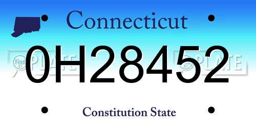 0H28452 Connecticut License Plate