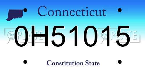 0H51015 Connecticut License Plate