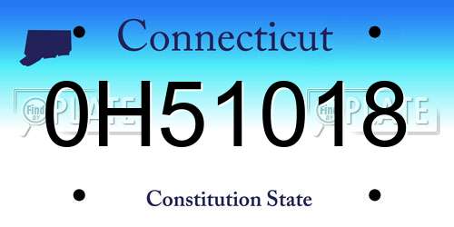 0H51018 Connecticut License Plate