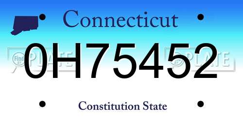 0H75452 Connecticut License Plate