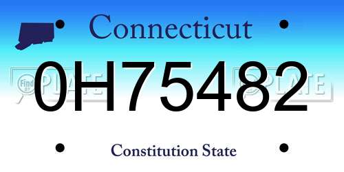 0H75482 Connecticut License Plate