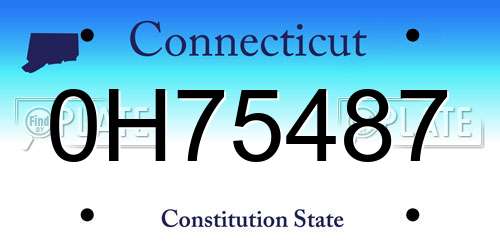 0H75487 Connecticut License Plate