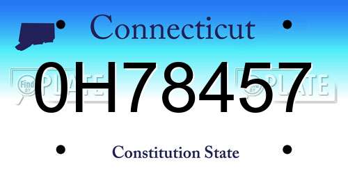 0H78457 Connecticut License Plate