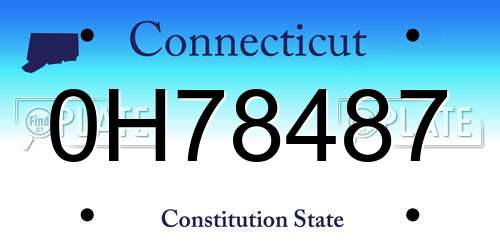 0H78487 Connecticut License Plate
