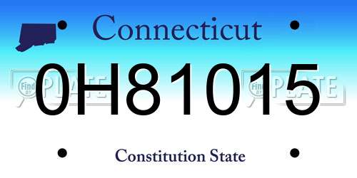 0H81015 Connecticut License Plate