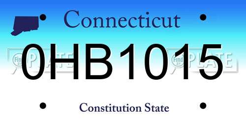 0HB1015 Connecticut License Plate