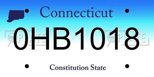 0HB1018 Connecticut License Plate