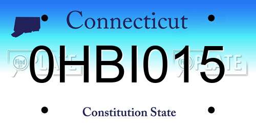 0HBI015 Connecticut License Plate
