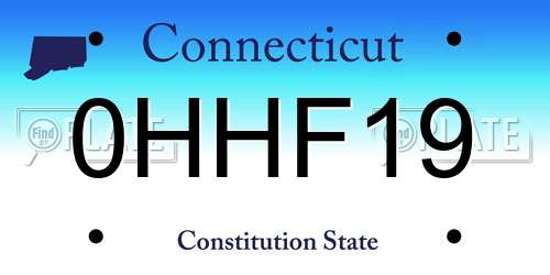 0HHF19 Connecticut License Plate