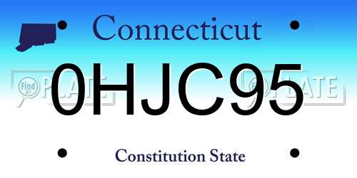 0HJC95 Connecticut License Plate