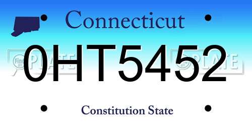 0HT5452 Connecticut License Plate