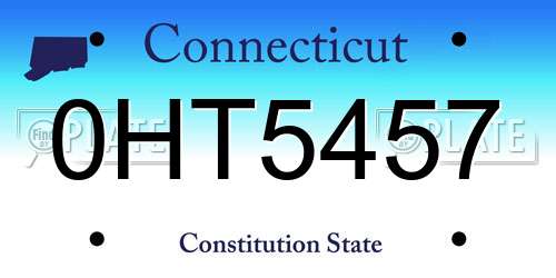 0HT5457 Connecticut License Plate