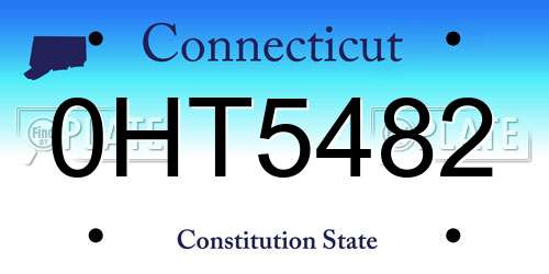 0HT5482 Connecticut License Plate