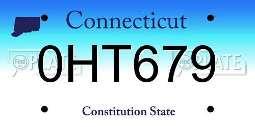 0HT679 Connecticut License Plate