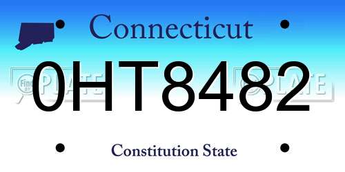 0HT8482 Connecticut License Plate