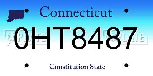 0HT8487 Connecticut License Plate