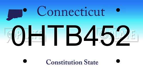 0HTB452 Connecticut License Plate
