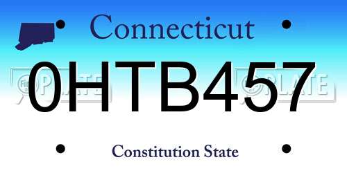 0HTB457 Connecticut License Plate