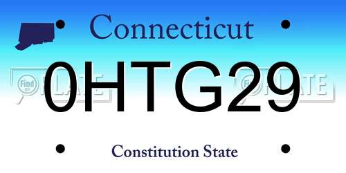 0HTG29 Connecticut License Plate